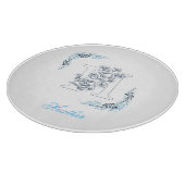 Planche À Découper Initiale "H" Monogramme bleu Calme Floral (Coin)