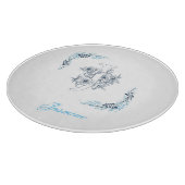 Planche À Découper Initiale "J" Monogramme bleu Calme Floral (Coin)