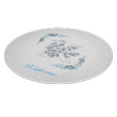 Planche À Découper Initiale "K" Blue Monogram Calme Floral (Coin)