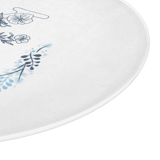 Planche À Découper Initiale "K" Blue Monogram Calme Floral (Coin)