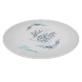 Planche À Découper Initiale "L" Monogramme bleu Calme Floral (Coin)