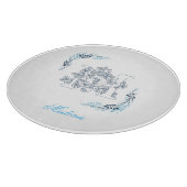 Planche À Découper Initiale "M" Monogramme Bleu Calme Floral (Coin)