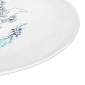Planche À Découper Initiale "M" Monogramme Bleu Calme Floral (Coin)