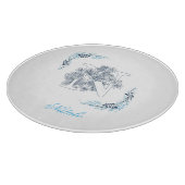 Planche À Découper Initiale "N" Monogramme bleu Calme Floral (Coin)