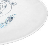 Planche À Découper Initiale "O" Monogramme bleu Calme Floral (Coin)