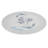 Planche À Découper Initiale "R" Monogramme bleu Calme Floral (Coin)