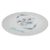 Planche À Découper Initiale "S" Monogramme bleu Calme Floral (Coin)