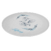 Planche À Découper Initiale "T" Monogramme bleu Calme Floral (Coin)