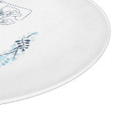 Planche À Découper Initiale "T" Monogramme bleu Calme Floral (Coin)