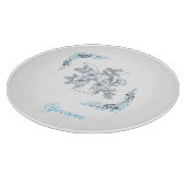 Planche À Découper Initiale "Y" Monogramme bleu Calme Floral (Coin)