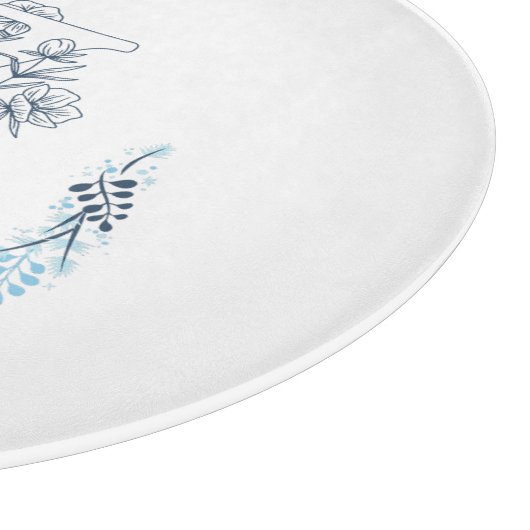 Planche À Découper Initiale "Z" Monogramme bleu Calme Floral (Coin)