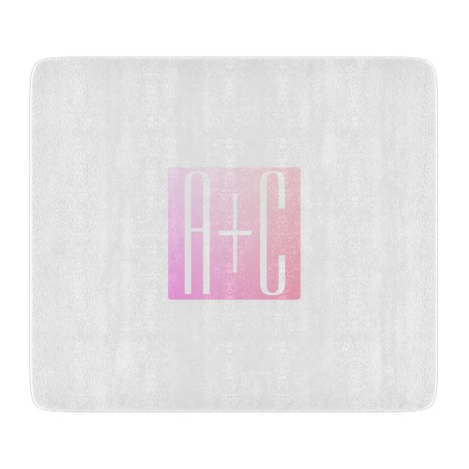 Planche À Découper Initiales de couple | Gradation rose subtile (Devant)