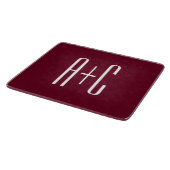 Planche À Découper Initiales de couples simples | Blanc et bordeaux (Coin)