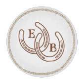 Planche À Découper Initiales de monogramme de couple de fer à cheval (Devant)