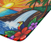 Planche à découper inspirée du vitrail tropical (Coin)