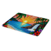 Planche à découper inspirée du vitrail tropical (Coin)
