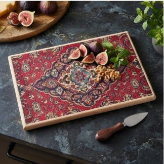Planche À Découper Intricately Woven Persian Rug Red Floral