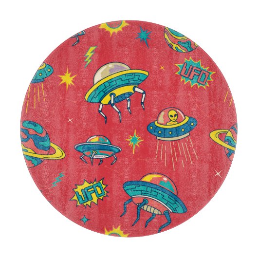 Planche À Découper Inventaires d'espace UFO rétro (Devant)