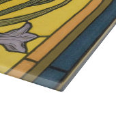 Planche À Découper Iris Fleur Art Nouveau Vitrail Bleu Or (Coin)