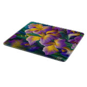 Planche À Découper Iris Floral Violet et bleu or feuilles (Coin)