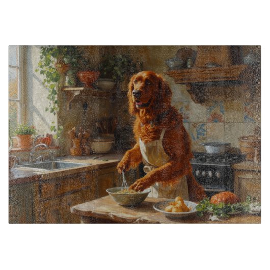 Planche À Découper Irish Red Setter Cooking in Kitchen (Devant)