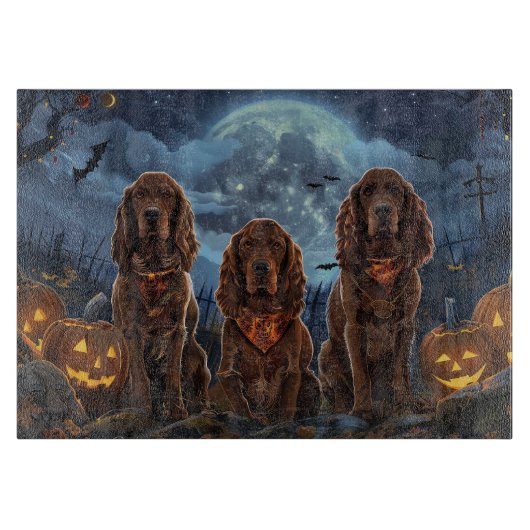 Planche À Découper Irish Red Setter Halloween Éffrayant (Devant)