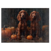 Planche À Découper Irlandais Red Setter Chiot Automne Citrouille de p (Devant)