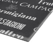 Planche À Découper Italien Pizza Noms Gris Monogramme (Coin)