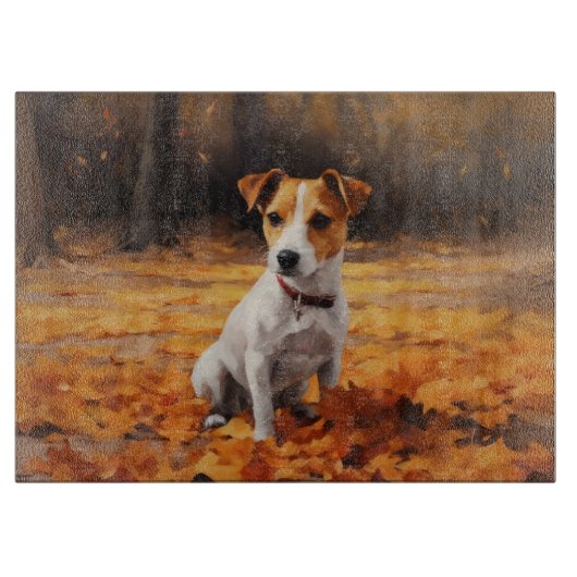 Planche À Découper Jack Russell à l'automne Feuilles automne Inspire (Devant)