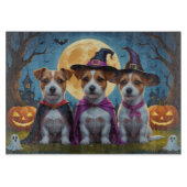 Planche À Découper Jack Russell Chiens Citrouille Halloween Drôle (Devant)