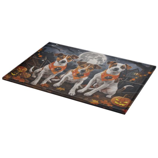 Planche À Découper Jack Russell Halloween Éffrayant (Coin)