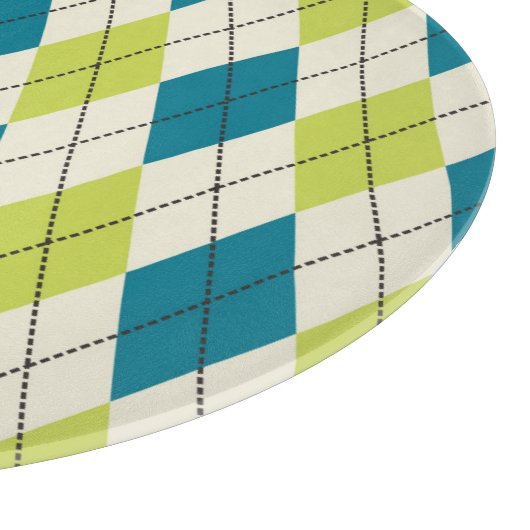 Planche À Découper Jacquard Bleu Et Vert (Coin)