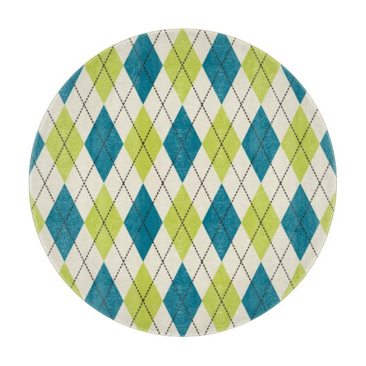 Planche À Découper Jacquard Bleu Et Vert (Devant)