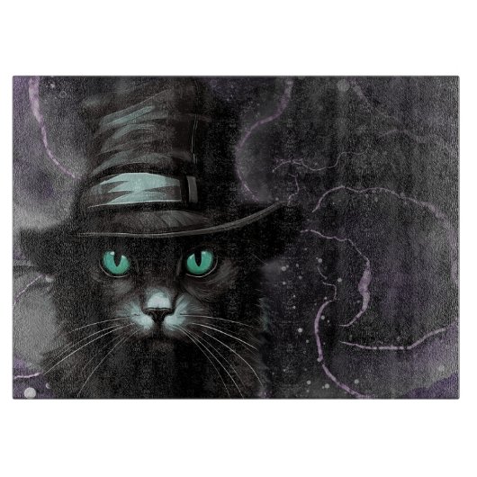 Planche À Découper Jacquard Casquette de chat noir Encre d'alcool (Devant)