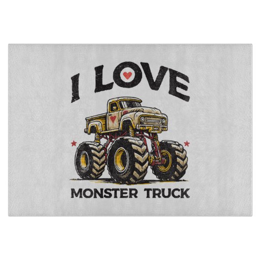 Planche À Découper J'aime les camions monstres (Devant)