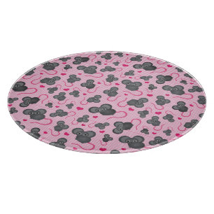 Planche À Découper J'aime mon motif de souris dans le rose