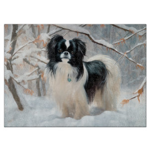 Planche À Découper Japanese Chin Laissez Tomber la Neige Noël