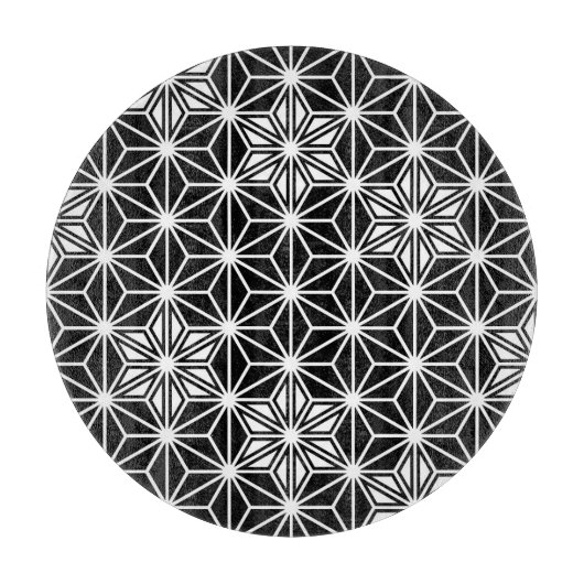 Planche À Découper Japonais Asanoha motif - noir et blanc (Devant)
