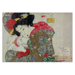 Planche À Découper Japonaise avec Chat, Tsukioka Yoshitoshi