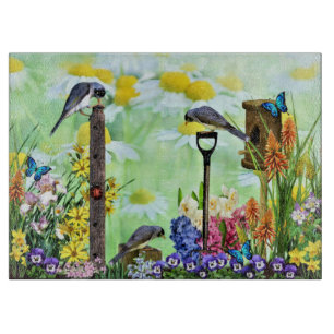 Planche À Découper Jardin aux fleurs Birdhouse