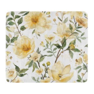 Planche À Découper Jardin botanique aquarelle floral jaune