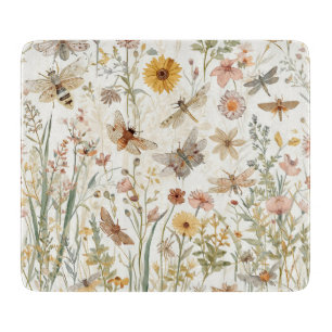Planche À Découper Jardin de fleurs sauvages papillons botaniques flo