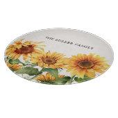Planche À Découper Jardin de tournesol Jaune Monogramme (Coin)