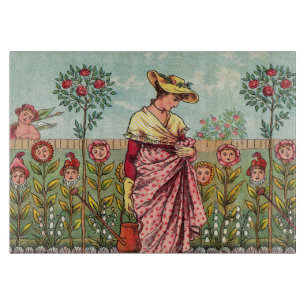 Planche À Découper Jardin Fleurir Femme Art Antique