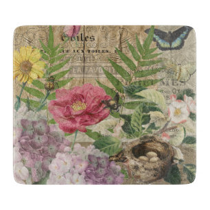 Planche À Découper Jardin Floral de Nid d'Oiseau Papillon Art