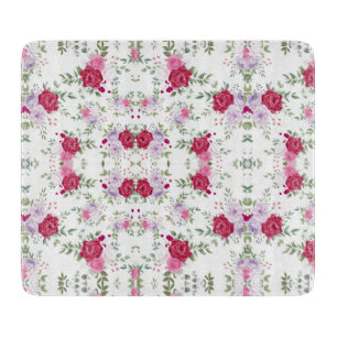 Planche À Découper Jardin Floral Élégant Bourgogne & Rose Lavande