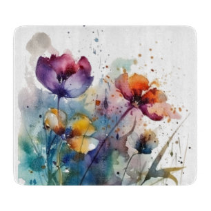 Planche À Découper Jardin Paysage de Rêve : Fleur Aquarelle Abstraite