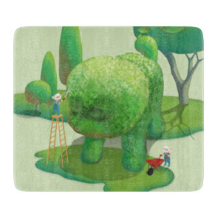 Planche À Découper Jardiniers Chats Vert Topiaire Animal Surréaliste