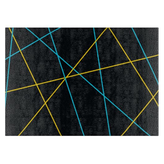 Planche À Découper Jaune, Bleu, cool, tendance, urbain, lignes modern (Devant)
