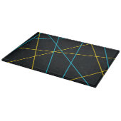Planche À Découper Jaune, Bleu, cool, tendance, urbain, lignes modern (Coin)